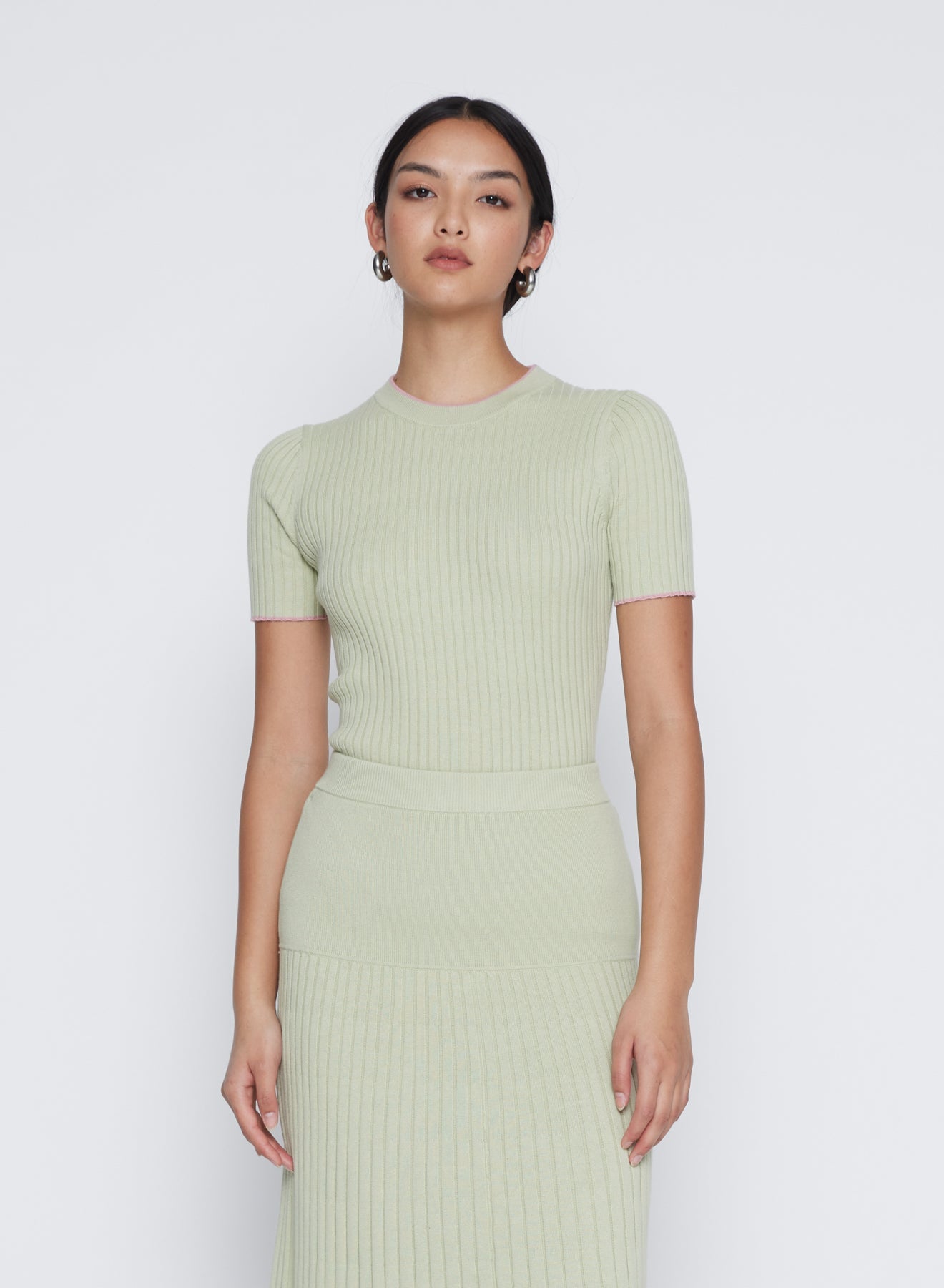 BEBE TOP (SAGE W/ LIGHT PINK)